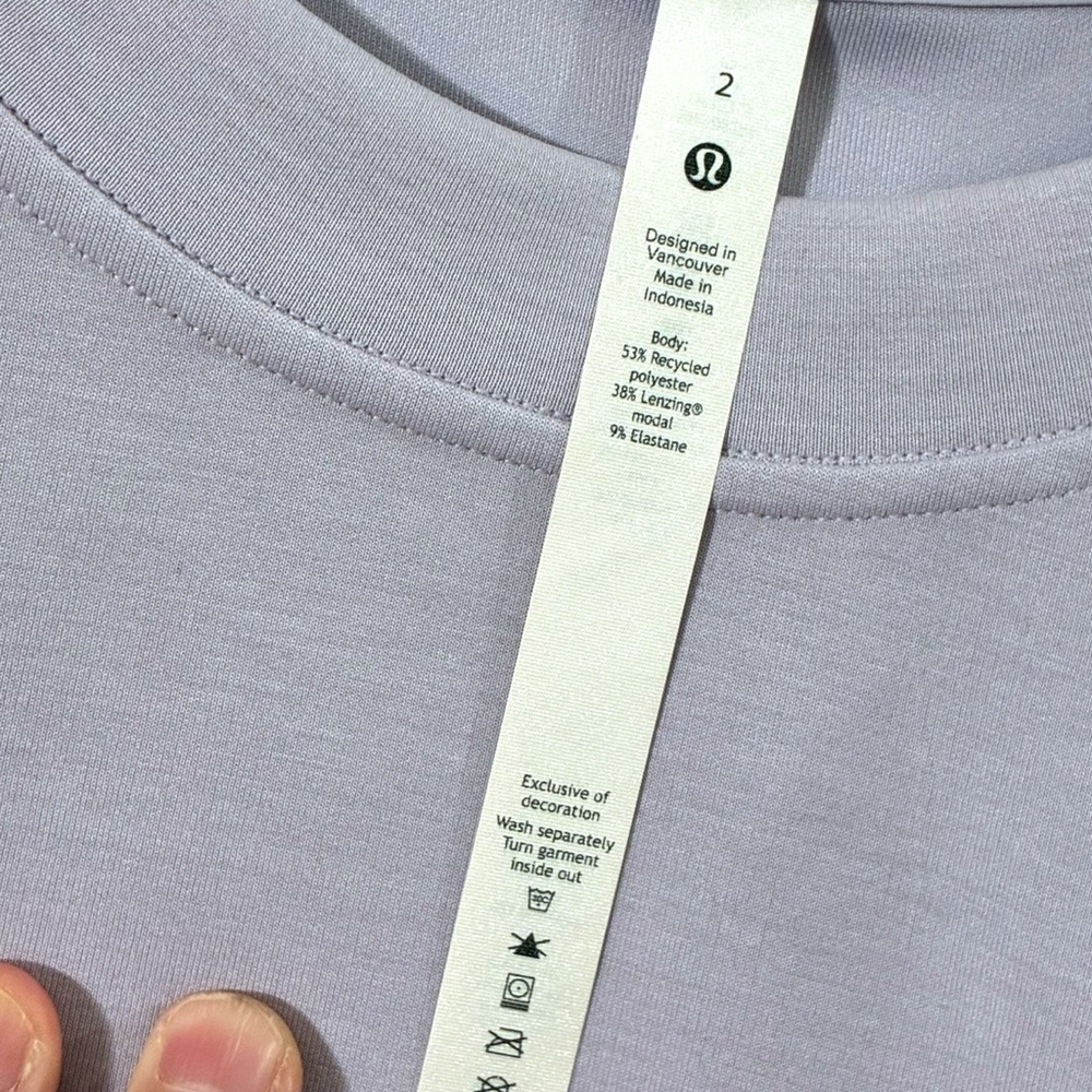 lululemon Perfectly Oversized Cropped Lavender Crew Neck Top Size: Small - Picture 7 of 8